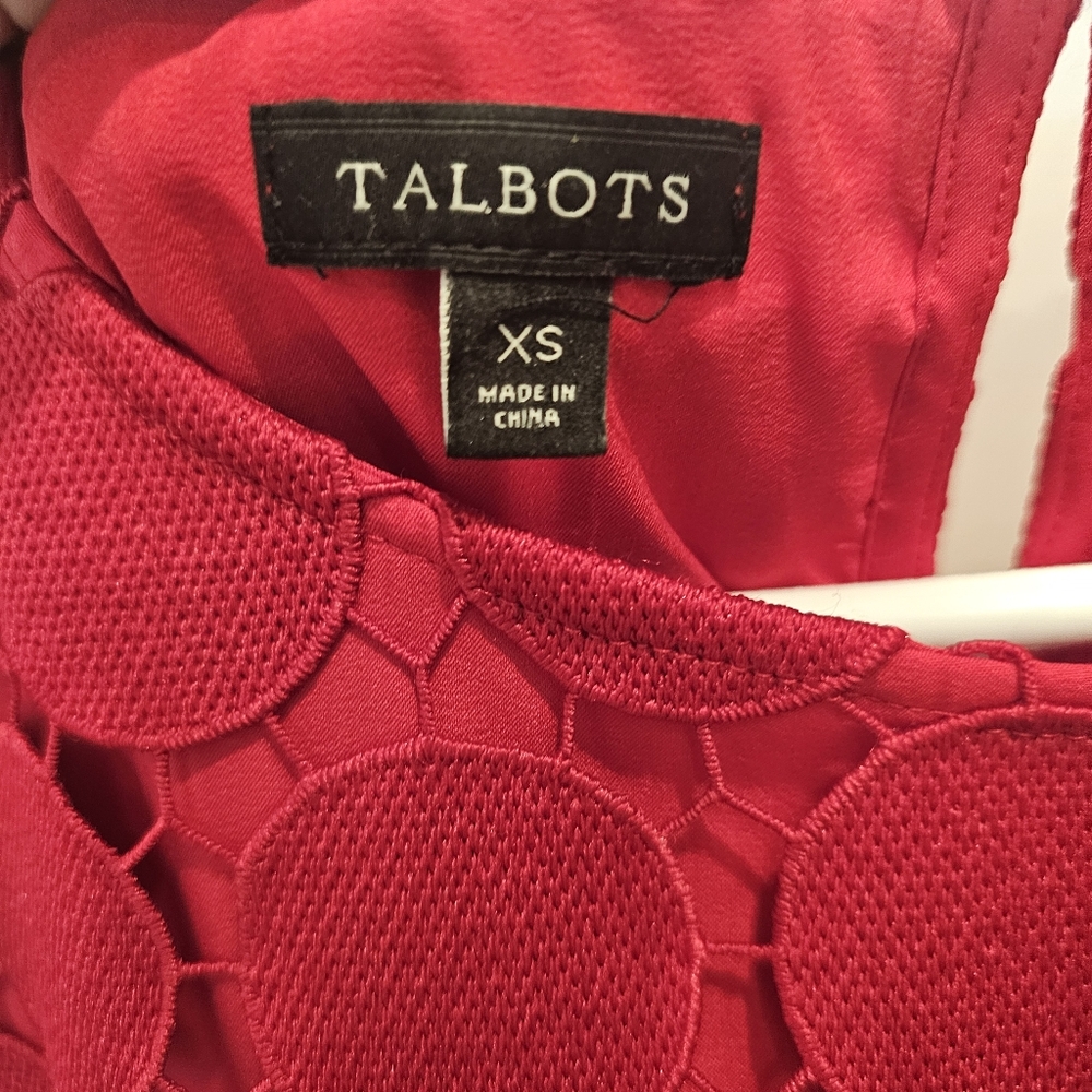 Talbots Opulent Dot Red Medallion Lace Blouse Size XS - Picture 4 of 5